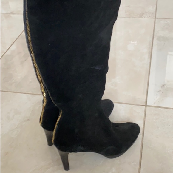 Kelsi Dagger Suede & Leather Black Knee High Boots - Picture 5 of 12